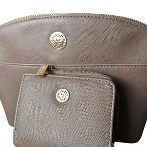 Anne Klein Brown Bag Set Purse Wallet Duo Gold Accents Chain New No Tags